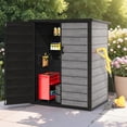 thumbnail image 2 of Shed & Outdoor Storage, 4.2x2.6FT Resin Shed, Patio Tool Storage Cabinet Two Doors Design, Lockable Plastic Small Shed with Floor Shelves for Garden Pool Garage, 2 of 8