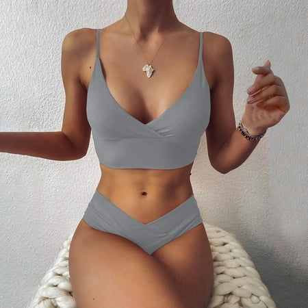 POROPL Swim Suits for Women Fashion New Bikini Swim Quick Drying Padded Bra Floral Swim Size S-XL