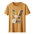 thumbnail image 4 of Tops de Cuello Alto para las Mujeres Amante Impreso Camiseta Cuello Redondo Manga Corta, Poliéster Spandex, 4 of 7