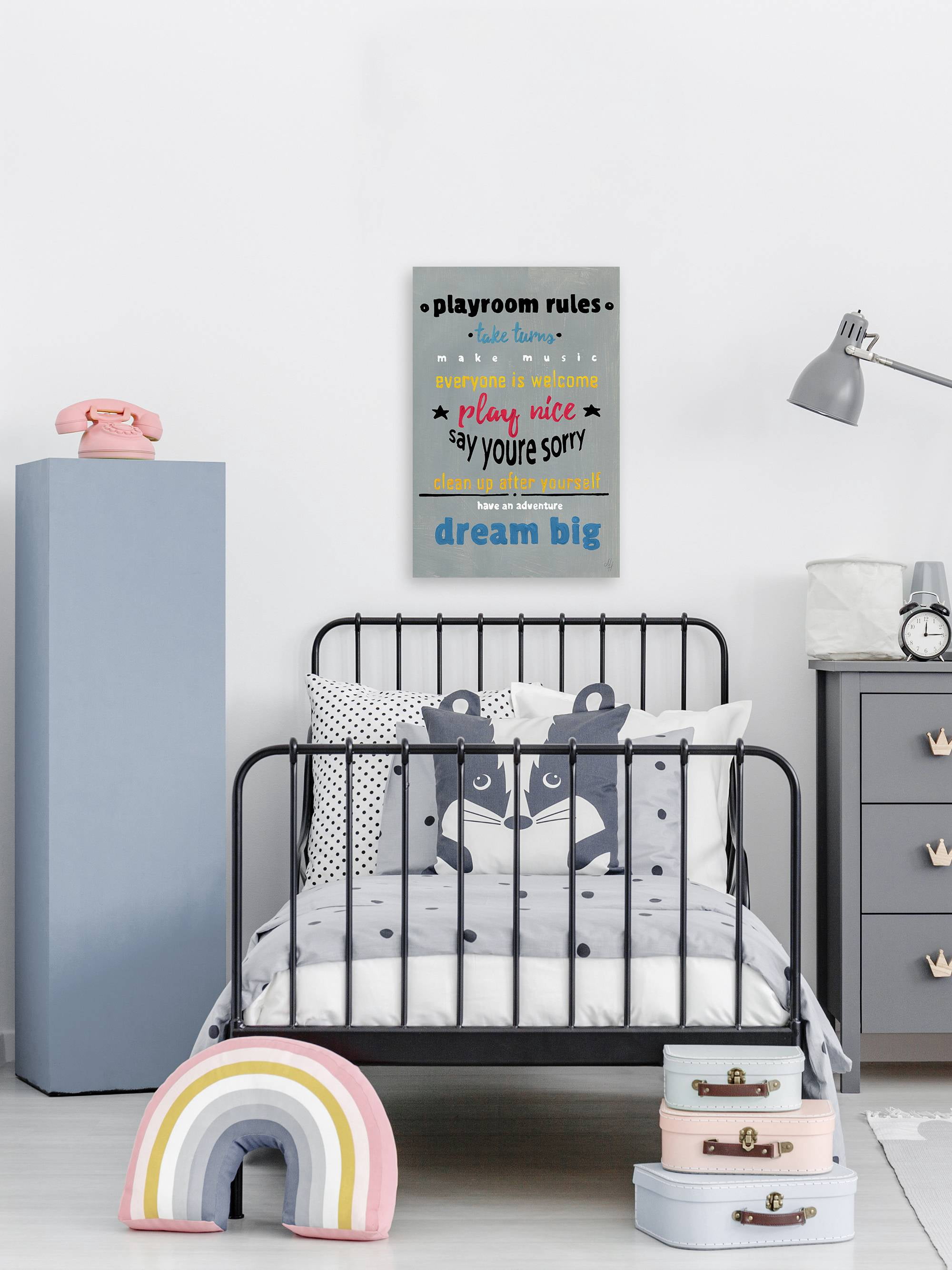 Marmont Hill Gray Playroom Rules Canvas Wall Art