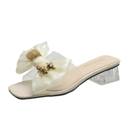 

Sandals For Women Ladies Heel High Heel Rhinestone Fish Mouth Sandals Yutnsbel