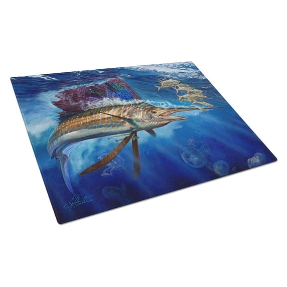 Carolines Treasures JMA2010LCB Majesty Sailfish Glass Cutting Board Large, 12H x 16W, multicolor