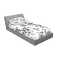 thumbnail image 2 of Ambesonne Vintage Fitted Sheet & Pillow Sham Set, New Modern Art, Twin, White and Black, 2 of 2