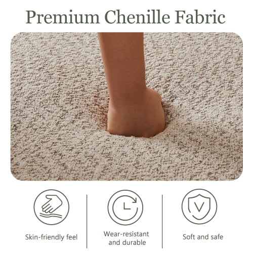 78.9-Inch Convertible Sleeper Sofa, Stain-Resistant Chenille Folding Mattress, DIY Modular Floor Lounge with Removable Armrests, khaki