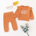 thumbnail image 4 of KPOPLK Baby Girls Ribbed 2 Piece Outfit MAMA'S MINI 3M 6M 9M 12M 18M 24M 2T 3T 4T Sweatshirt and Pants Set Clothing,Size 12-18 Months, 4 of 9