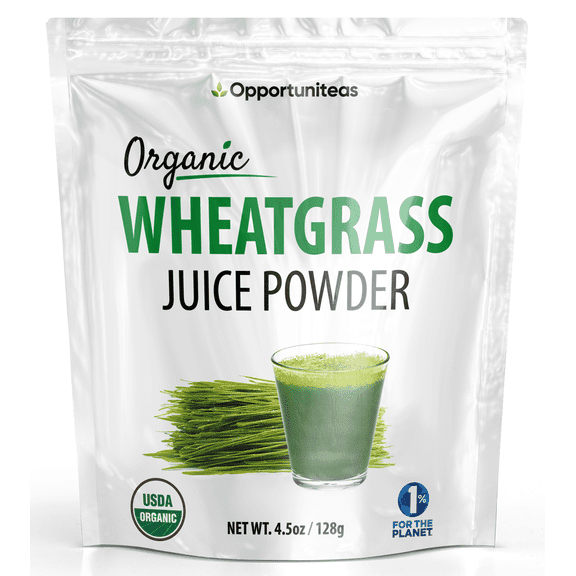 Opportuniteas Organic Raw Wheatgrass Juice Powder - Grown & Dried in USA - Premium Green Superfood Supplement - Vegan & Non-GMO - 4.5 oz