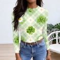 thumbnail image 3 of Rib Knit Tops for Women St Patricks Day Stretch Crewneck Shamrock Print Plus Size Ribbed Long Sleeve Shirts Casual Pullover Festive Jumper Tops, 3 of 5