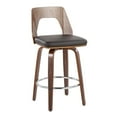 thumbnail image 2 of Trilogy Mid-Century Modern Counter Stool In Walnut And Brown Faux Leather - Set Of 2, 2 of 7