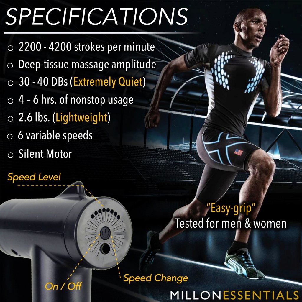 Millonessentials V4SHARK Deep Tissue Muscle Massage Gun - Percussion Massager - 6 Speeds - 8 Heads - image 4 of 8