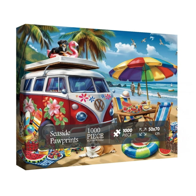 Puzle BBOLDIN Seaside Camping Dogs 1000 piezas 50 x 70 cm