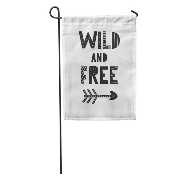 JSDART Wild and Free Unique Nursery Handdrawn Lettering in Scandinavian Garden Flag Decorative Flag House Banner 12x18 inch