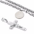 thumbnail image 5 of Lordjewelry Crucified Jesus 14K White Gold Cross with Carved Word Christian Pendant Necklaces Jewelry for Men Heavy Link Byzantine Chain S272, 5 of 9