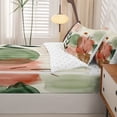 thumbnail image 5 of Homewish Watercolor Gradient Zipper Queen Comforter Set with Fitted Sheet and 2 Pillowcases,Mid-Century Geometric Zipper Bedding Set,Cream Pink,Reversible,4pcs, 5 of 8