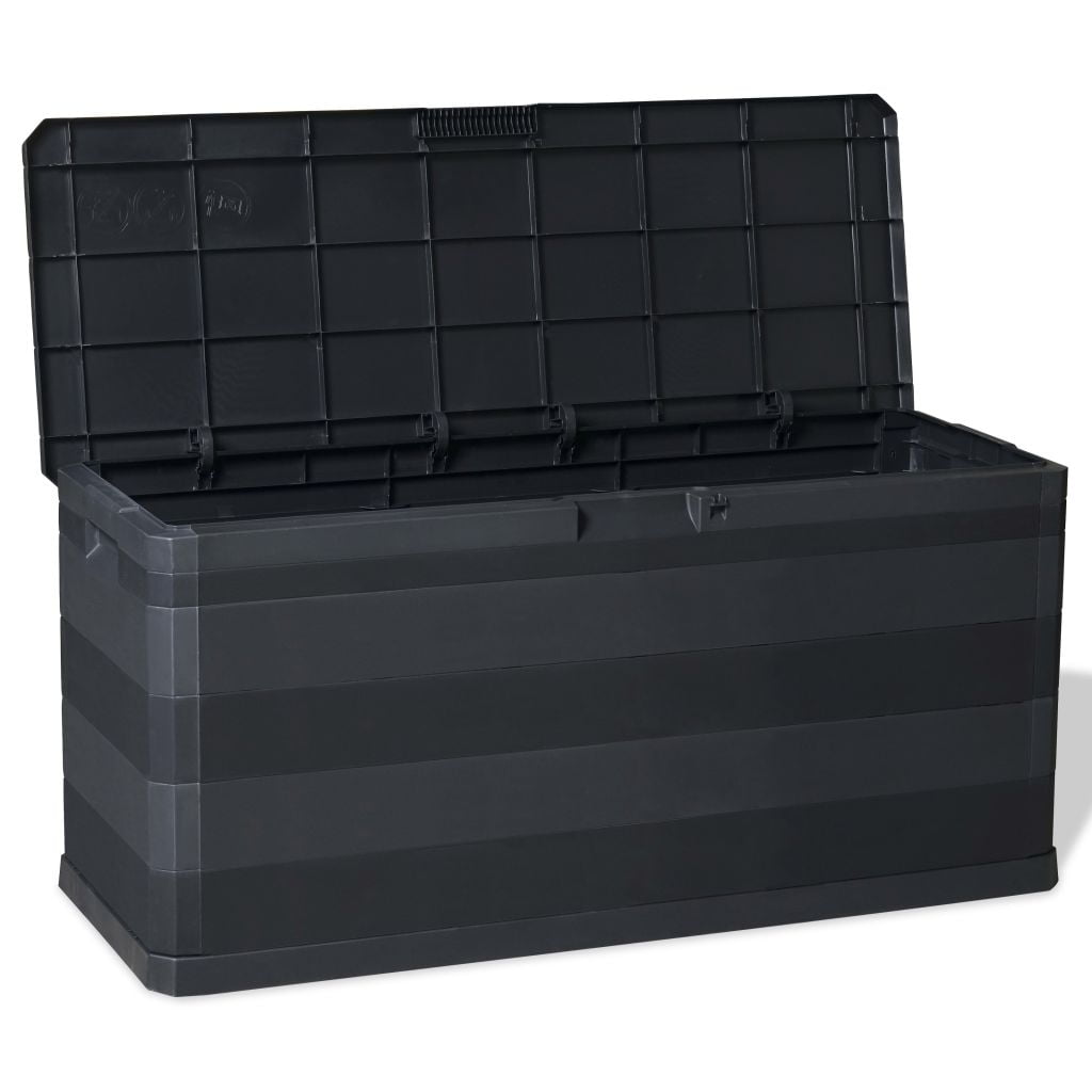 Kepooman Outdoor Patio PP Rectangle Storage Box for Deck Garden, Black Kepooman Outdoor Patio PP Rectangle Storage Box for Deck Garden, Black