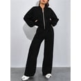 thumbnail image 4 of Women'S 2 Piece Outfits Sweatsuit Zip Up Long Sleeve Sweatshirt with Wide Leg Sweatpants Black M, 4 of 8