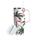 thumbnail image 2 of Flamingos and Palm Trees Tumbler with Handle and Straw Lid 40 oz Insulated Vacuum Water Bottle Stainless Steel Travel Cup, 2 of 9