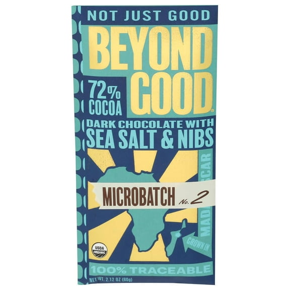 (Pack of 12) Beyond Good Bar Chocolate Micro 72 Sea Salt 2.12 Oz