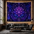 thumbnail image 6 of Purple Lotus on Dark Nebula Background, Mystical Celestial for Meditation Enthusiasts, Cosmic Mandala Art Decor, Birthday Gift, Tapestry Wall Hanging for Yoga Room and Bedroom, 6 of 7