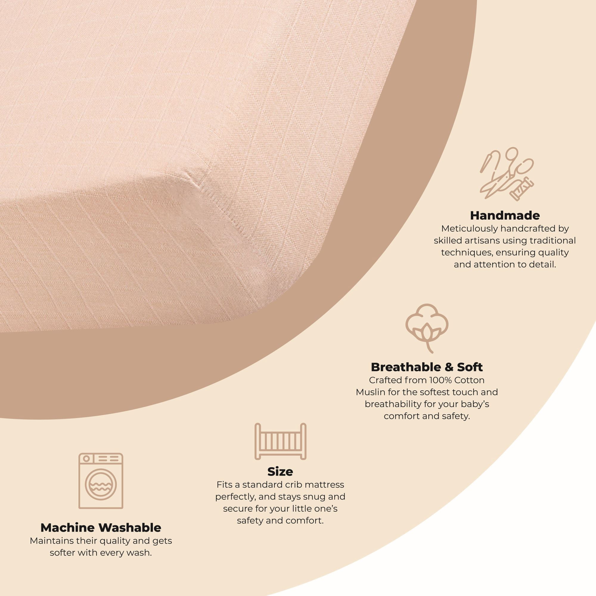 Crane Baby Pink Crib/Toddler Fitted Bed Sheets, Pink Desert Rose, 100% Cotton Muslin