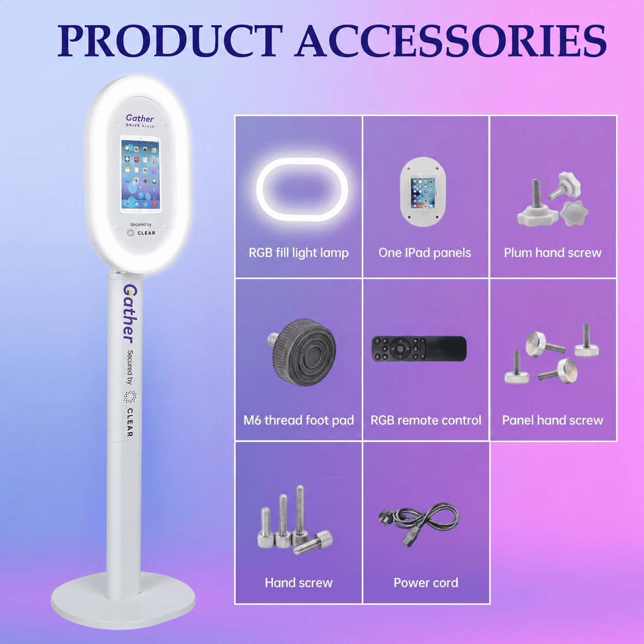 iPad Photo Booth Stand with White Ring Light, Selfie Station Kiosk for 12.9" & 13" iPads, Stable No-Wheel Floor Stand for Weddings, Parties, Corporate Events, Tablet Not Included