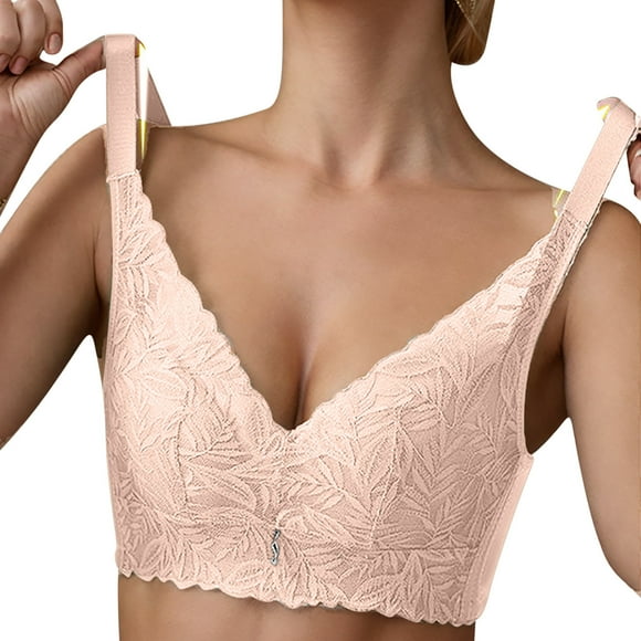 Kyusrd Full Coverage Bras For Women Lace Desire Wireless No Steel Ring Gathering Adjustment Lift Bra Casual Solid Color Comfortable Breathable Push Up Daily Bras