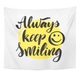 thumbnail image 1 of JSDART Motivation Black Smile Lettering Calligraphy Motivating Quote Always Keep Smiling Effect Yellow Color Wall Art Hanging Tapestry Home Decor for Living Room Bedroom Dorm 60x80 inch, 1 of 1