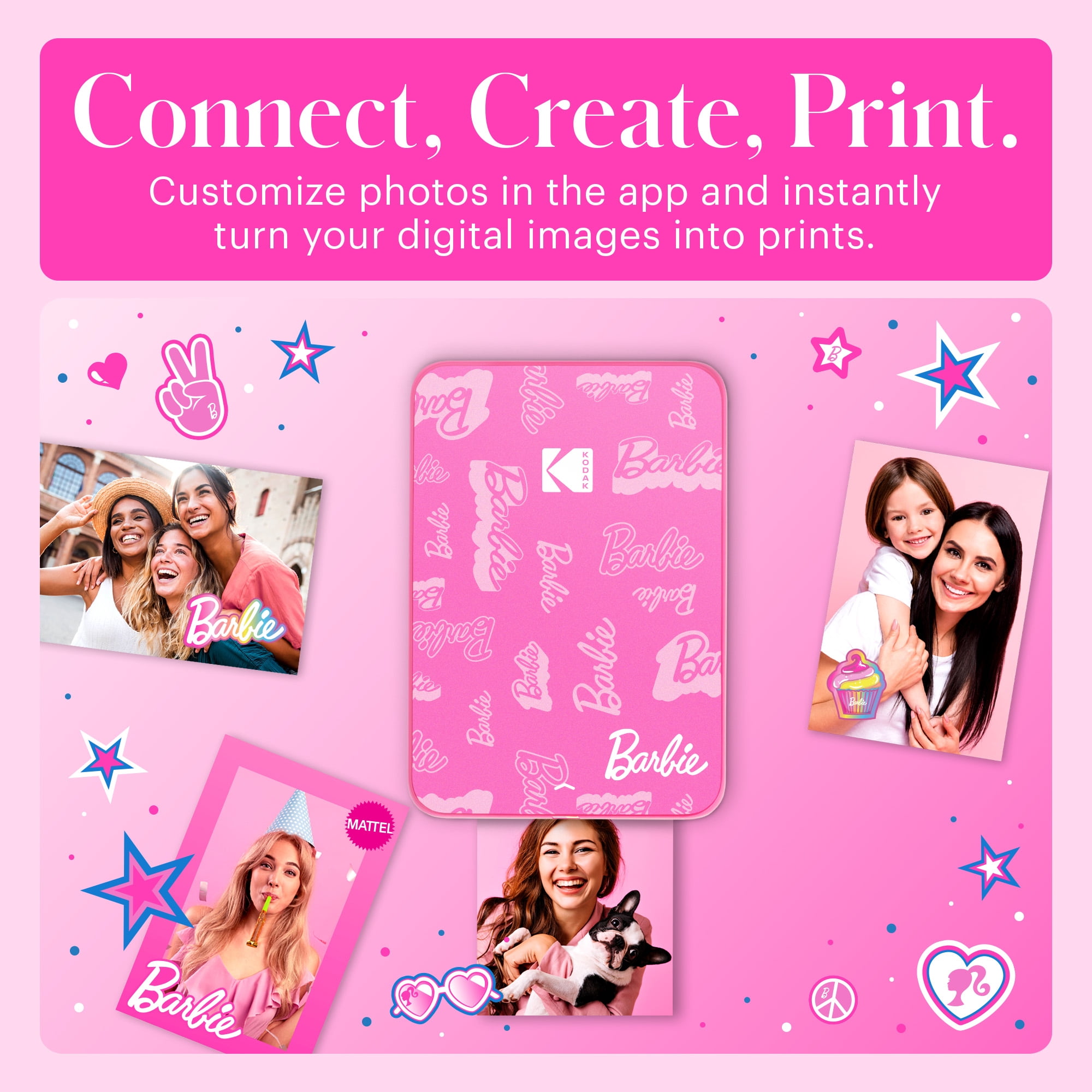 Barbie x Kodak Step Slim Wireless Instant Portable Photo Printer, 2x3" Color Instant Photo Printer