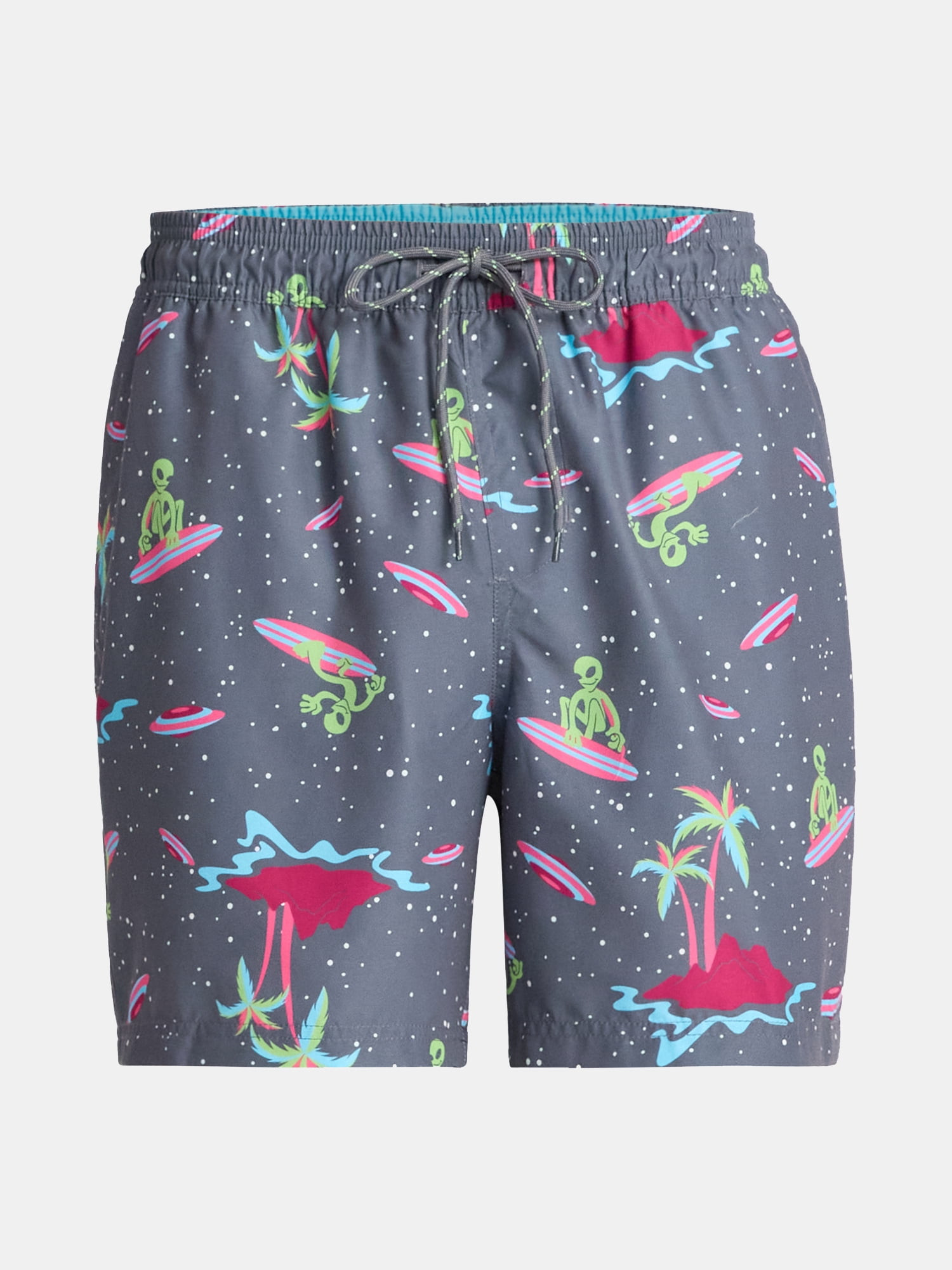 No Boundaries Elastic Waist Swim Shorts, 6" Inseam, Men's & Big Men's