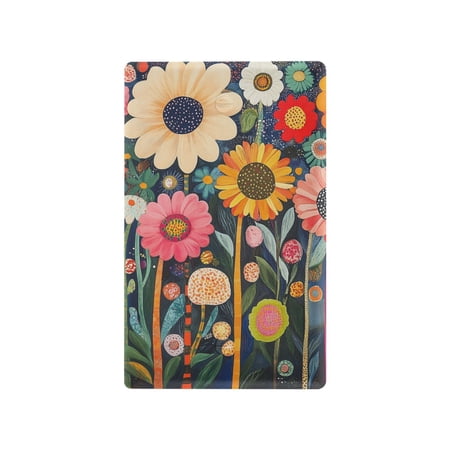 Yayeee Blank Wall Plate Cover 1-Gang 4.5"x2.7" Home Unused Decorative Outlet, Large Colorful Flowers