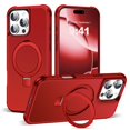 thumbnail image 1 of Funda SKYLMW para iPhone 16 Pro Max de 6,9" con anillo magnético rojo, 1 of 9