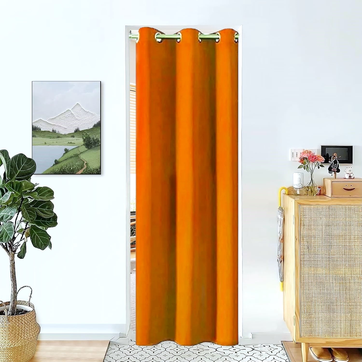 Set of 2 Panels K68 Brick Color Blackout Window Curtains 84" inches Length Panels with Grommets for Living Room , Closet, Bedroom Home Décor