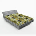 thumbnail image 2 of Ambesonne Floral Fitted Sheet, Abstract Art Style Asters, California King, Mustard Khaki Black, 2 of 5