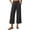 AH08_Black, variant on Womens Cotton Linen Wide Leg Pants Casual Zipper Front Summer Cropped Trousers Dressy Pants with Pockets Dark Blue S