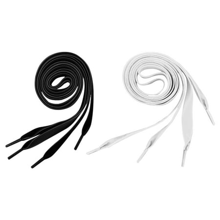 

2 Pairs 1.6cm Wide Shoelaces Wide Flat Shoe Lace Shoe Strings Shoe Accessories (Black 80cm + White 80cm)