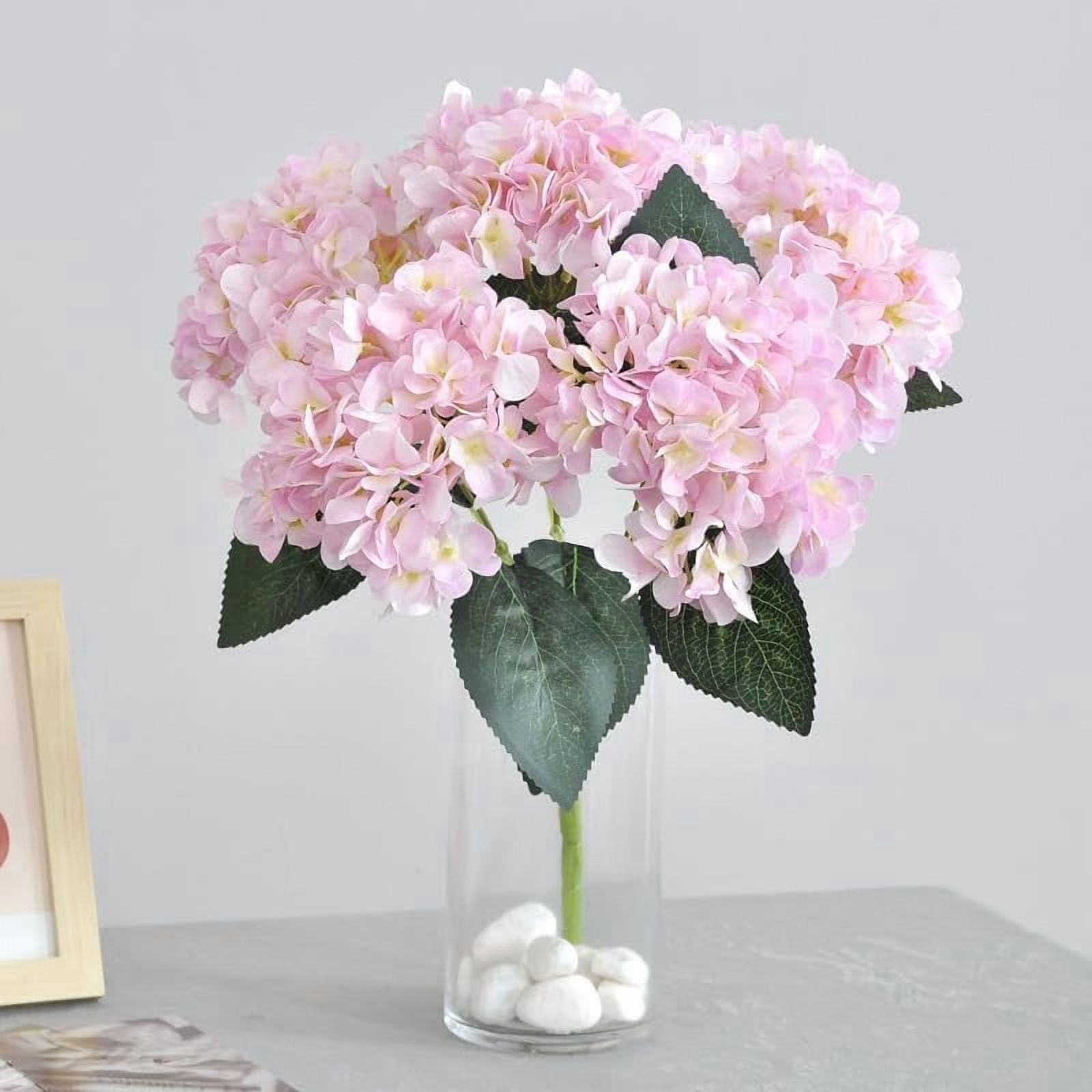 Front Porch Hydrangeas, 17.7in 5 Heads Hydrangea Artificial Flowers Outdoor Uv-Resistant Waterproof Windproof Never Faded, Realistic Silk Faux Floral for Spring Wedding Yard Garden