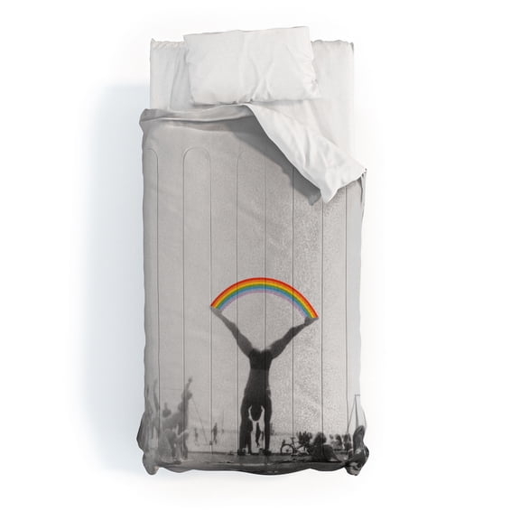 Society6 Straddle Rainbow Handstand by Julia Walck Comforter