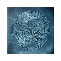 Stupell Industries Blue Celtic Wolf Abstract Painting Gallery Wrapped Canvas Art Print Wall Art, 17 x 17