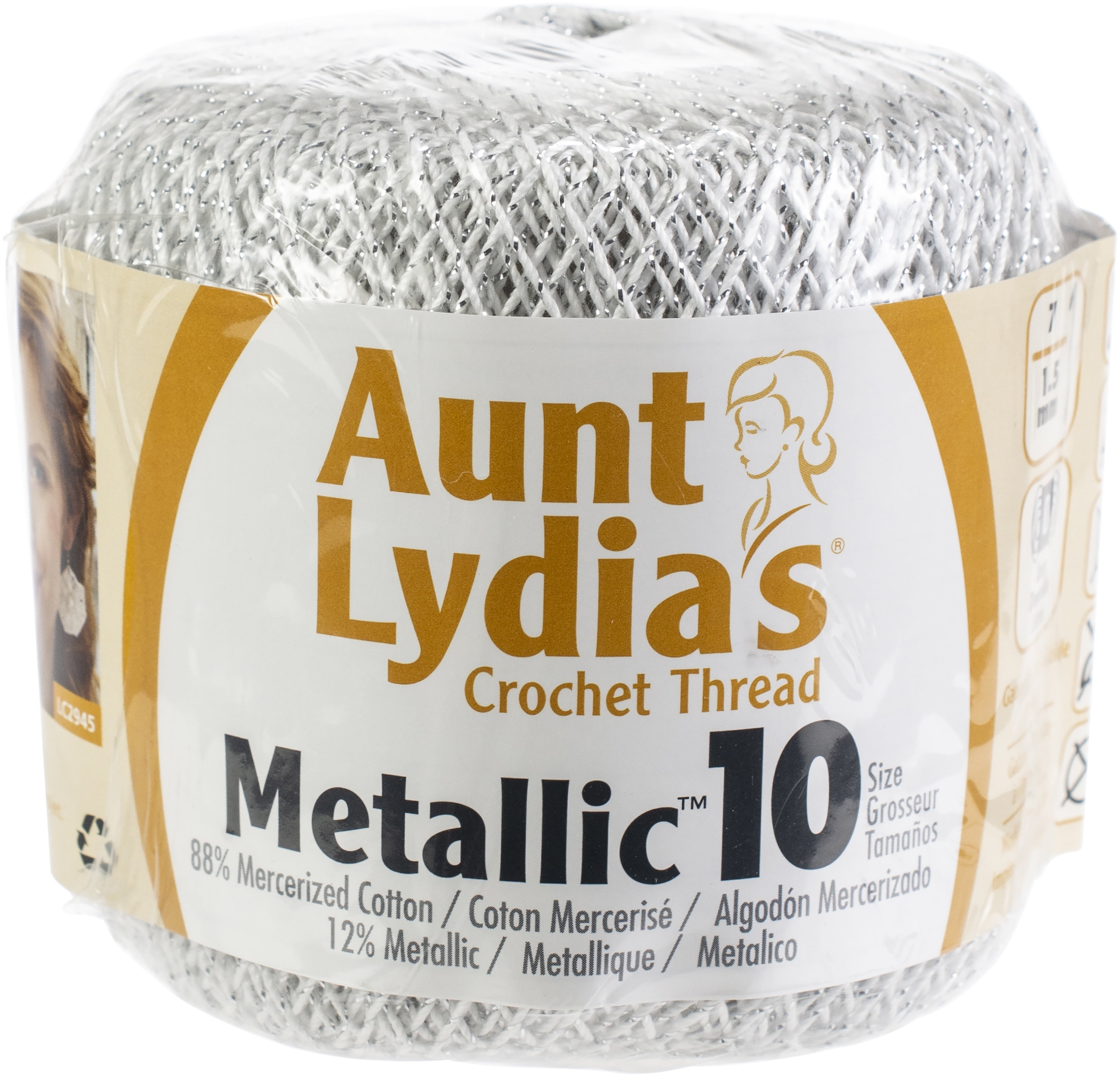 Aunt Lydia's Metallic Crochet Thread Size 10 - White