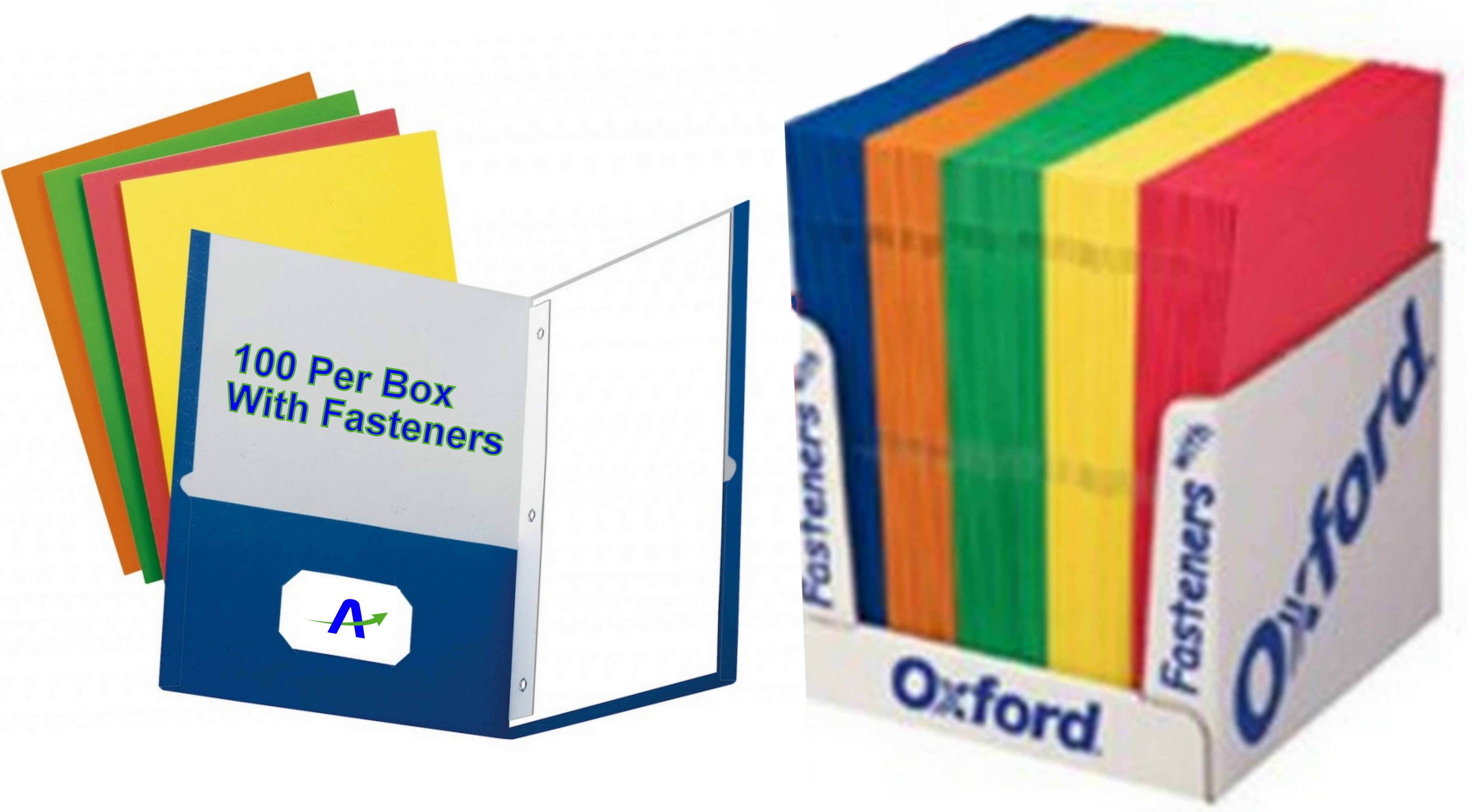 Tops Products ESS50764 School Grade Twin Pocket Folders With Fasteners 100 Per Box