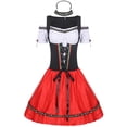 thumbnail image 6 of SOOMLON Halloween Clothes for Women Women Sexy French Maid Dress Halloween Party Cosplay Costumes Outfit Short Sleeve Square Collar Solid Color Costume Maidservant Dress Garment Less Dress Red S, 6 of 6