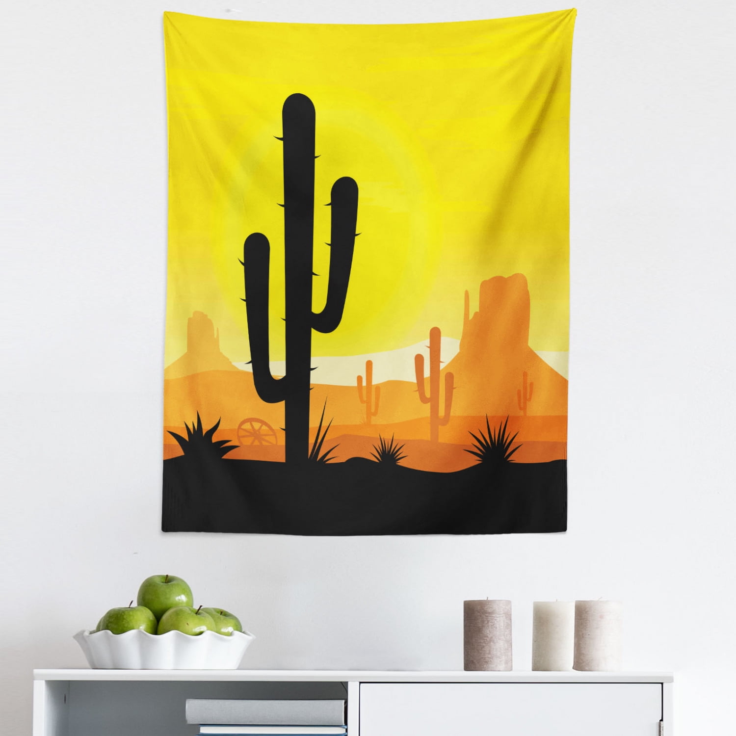 Saguaro Tapestry, Plants in Desert at Horizon Sunset Wild West American ...