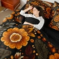 thumbnail image 4 of Homewish Female Men Women Rustic Bohemian Floral Bedding Comforter Set 7pcs,Chic Flowers Blossoms Queen Bedding Sets Super Cozy,Retro Vintage Exotic Style Queen Sheet Sets, 4 of 8