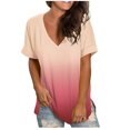 thumbnail image 1 of CHUANK Womens Plus Size Tops Clearance Womens Plus Size Gradient Color V-Neck Short Sleeve T-shirt Tops Blouse, 1 of 7