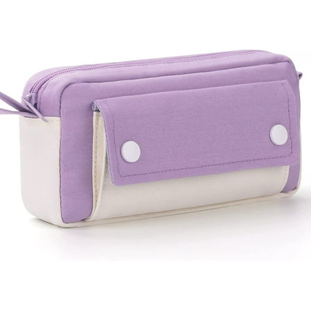 Pencil Case, Large Capacity Pen Pencil Pouch Durable Bag, Portable  Journaling Supplies with Easy Grip Handle, Marker Travel Simple Bag, School  Office Aesthetic Organizer,Purple 