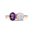 thumbnail image 2 of 1 1/2 Carat 7X5MM Oval Shape Natural Amethyst & 6MM Round Cut Lab Created Moissanite Diamond Toi Et Moi 2-Stone Engagement Ring For Women In 14K Rose Gold Over Sterling Silver(1.50Cttw)-4.5, 2 of 6