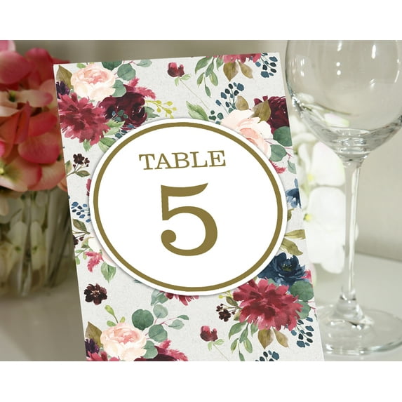 Darling Souvenir Floral Table Numbers Wedding Reception Table Top Cards Decor-5" x 7" (1 to 50)