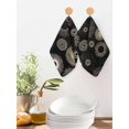 thumbnail image 2 of Geometric Black Kitchen Dish Towels for Drying Dishes Set of 4, Abstract Goldeb White Boho Circle Dot Waffle Weave Microfiber Hand Tea Bathroom Towels Quick Dry & Absorbent Towel 12x12, 2 of 7