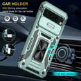 thumbnail image 6 of Case for Google Pixel 8 Pro, Sliding Lens Camera Cover Protection Ring Kickstand Compatible with Magnetic Car Mount Military Grade Hybrid Rugged PC Soft TPU Shockproof Case, Darkgreen, 6 of 7