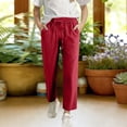 thumbnail image 2 of ZLBDYG Linen Pants Girls High Waist Carrot Straight Leg Summer Bottoms Teen Kids Drawstring Ankle Length Tapered Trousers Slacks, 2 of 6