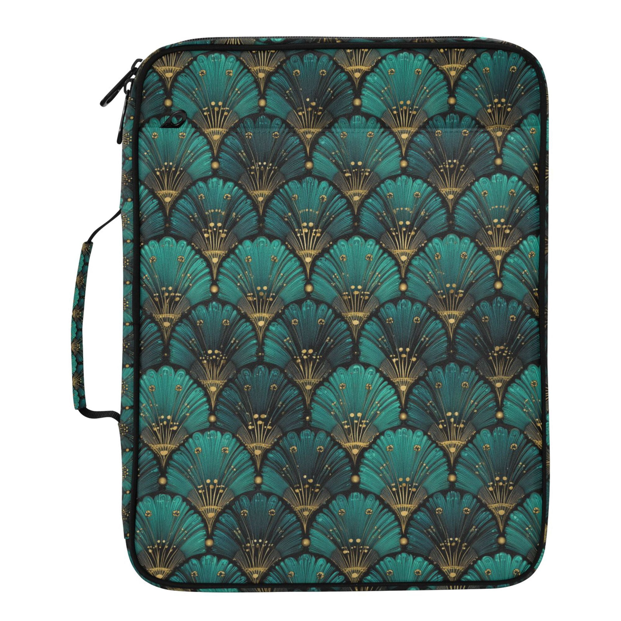 FORMRS Accordion File Folder A4 Size 7-Pocket Expanding Document Organizer Bag with 3 Ring Binder, Green Art Abstract Pattern
